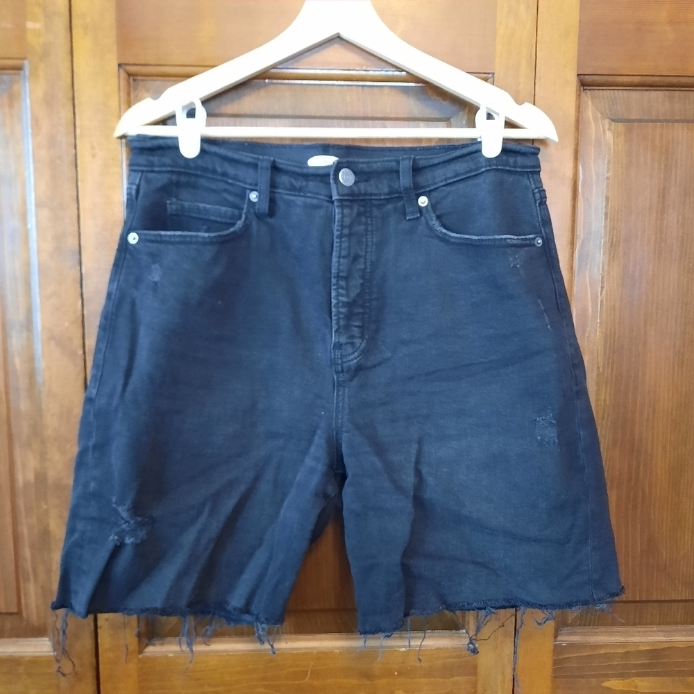 Old Navy Sky-hi Short Extra High Rise black denim distressed jean shorts size 10